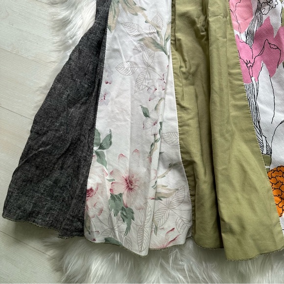 Patchwork Sleeveless Raw Edge Exposed Stitch Bohemian Dress, 7X - Picture 3 of 7